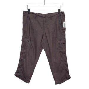 NWT Old Navy Y2K Brown Linen Low Rise Cargo Utility Capri Women’s Pants Sz 10